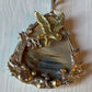 Owl, oak tree and diamond pendant