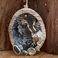 Large Silver Sea Scene Pendant with Tormaline & Rose Cut Diamond