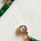 Green Bead & Silver Cleopatra Deco Necklace