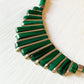 Green Bead & Silver Cleopatra Deco Necklace