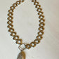 Chunky Silver Necklace with Pearl Pendant