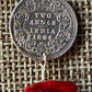 Indian Coin, Mother of Pearl, Shell & Coral Drop Earrings