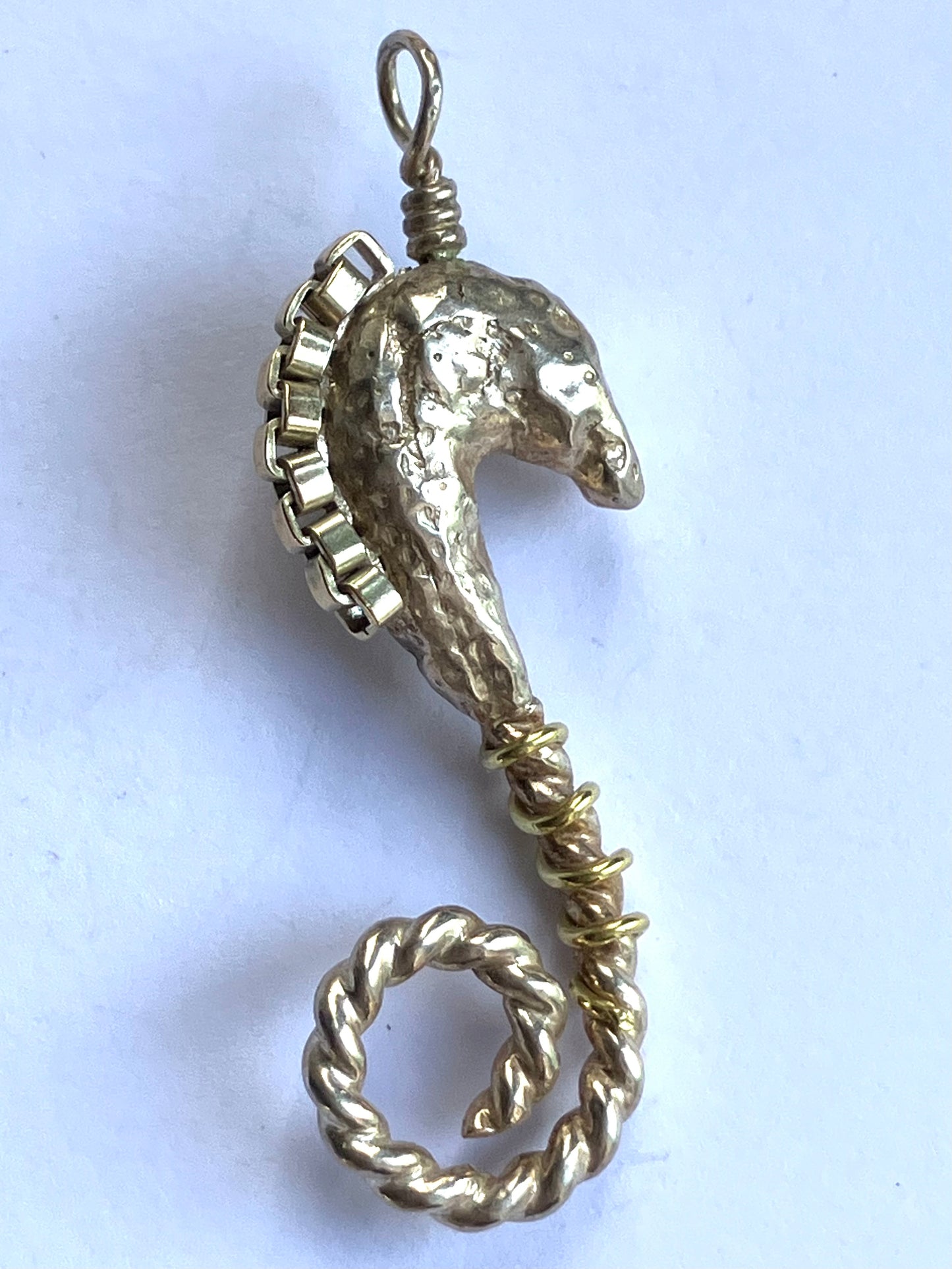 Large Gold & Silver Seahorse Pendant