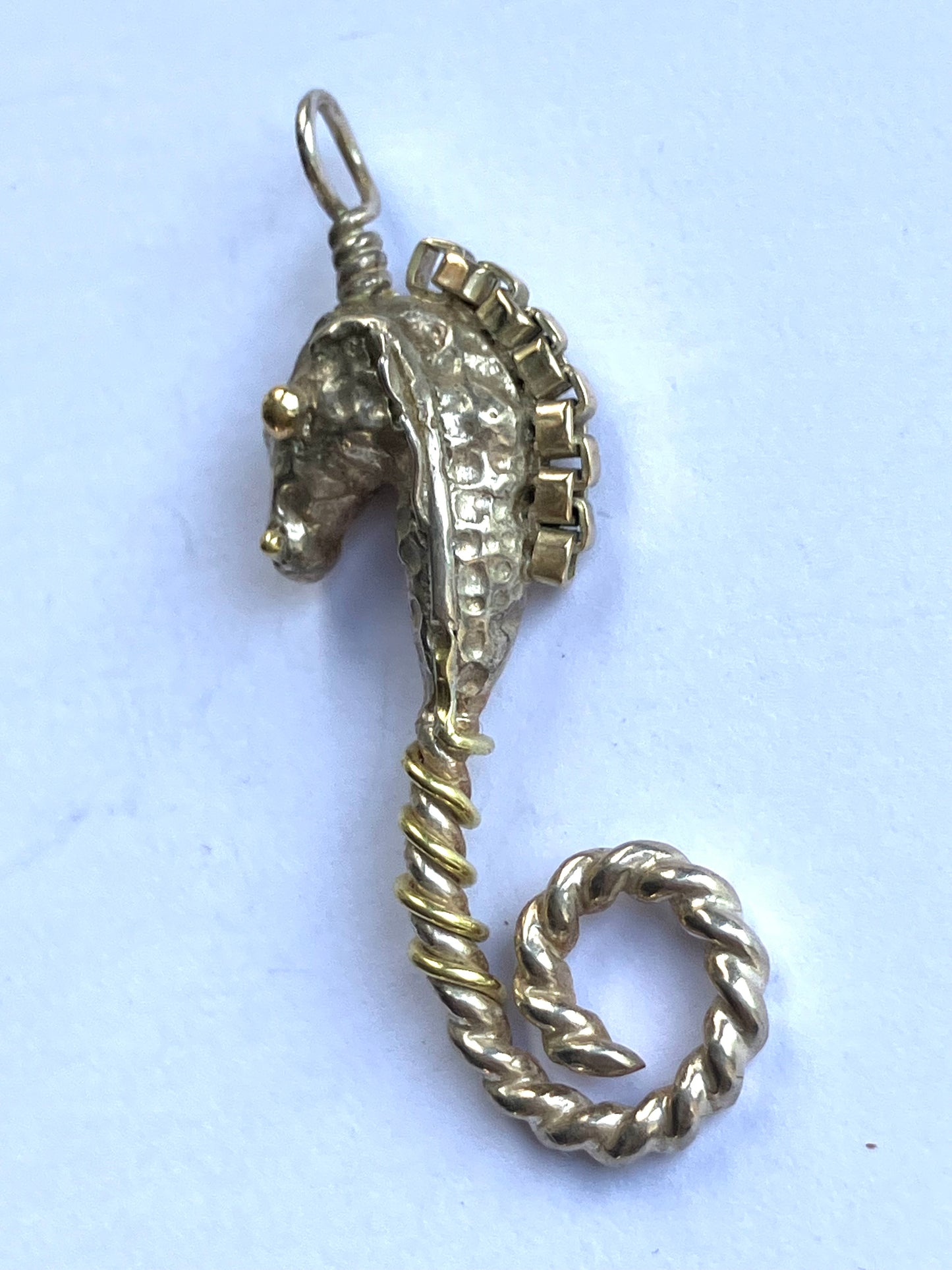 Large Gold & Silver Seahorse Pendant