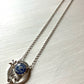 Silver & Blue Plume Agate Pictorial Necklace with Swallow & Flowers
