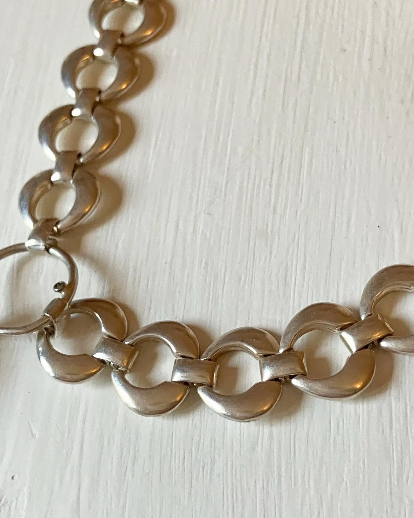 Chunky Silver Necklace with Pearl Pendant