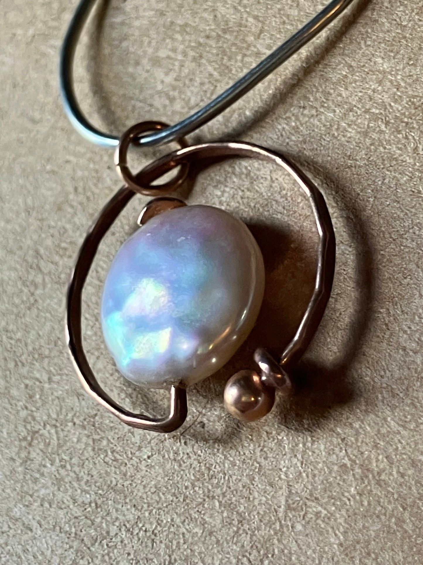 Rose Gold Circle Pearl Pendant