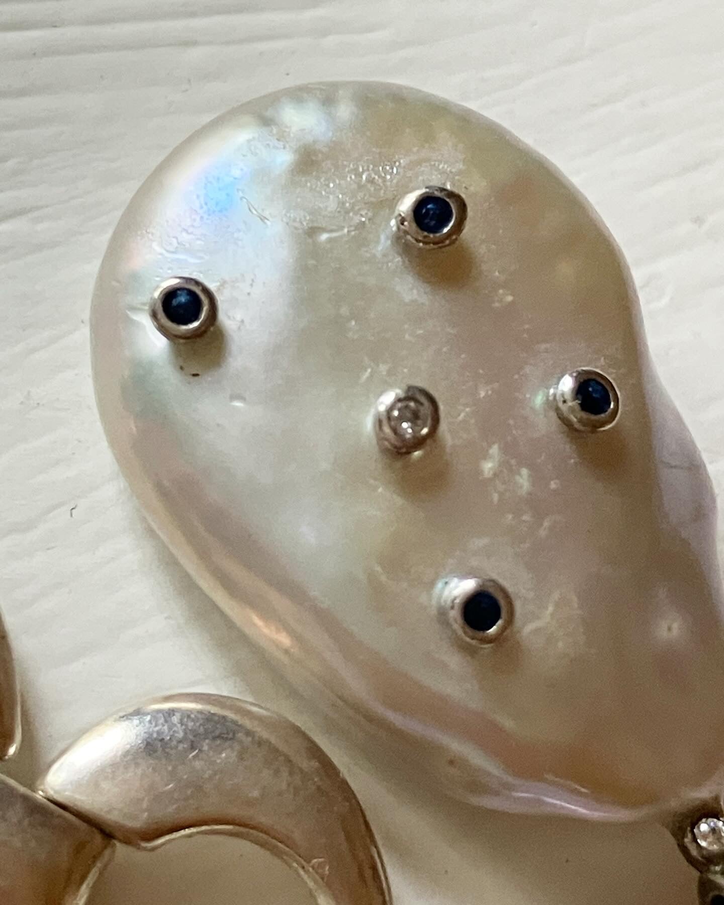 Chunky Silver Necklace with Pearl Pendant