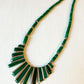 Green Bead & Silver Cleopatra Deco Necklace
