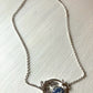 Silver & Blue Plume Agate Pictorial Necklace with Swallow & Flowers