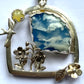 Window Scene Pendant with Swallow & Flowers