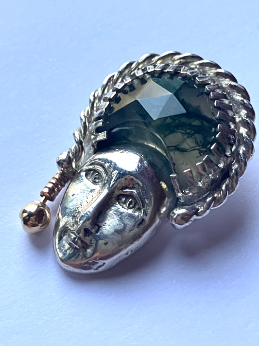 Face Pendant with Green Hair