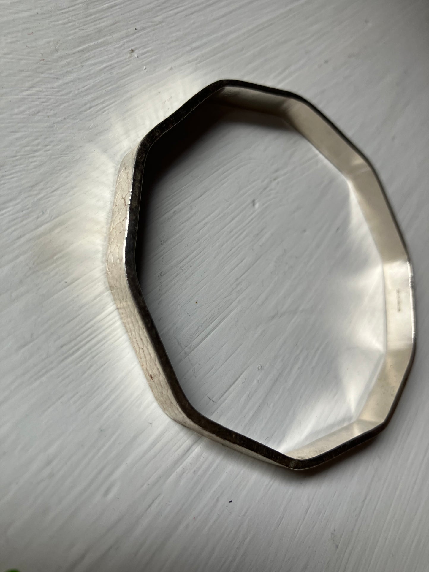 Ten sided Silver Bangle (6mm)