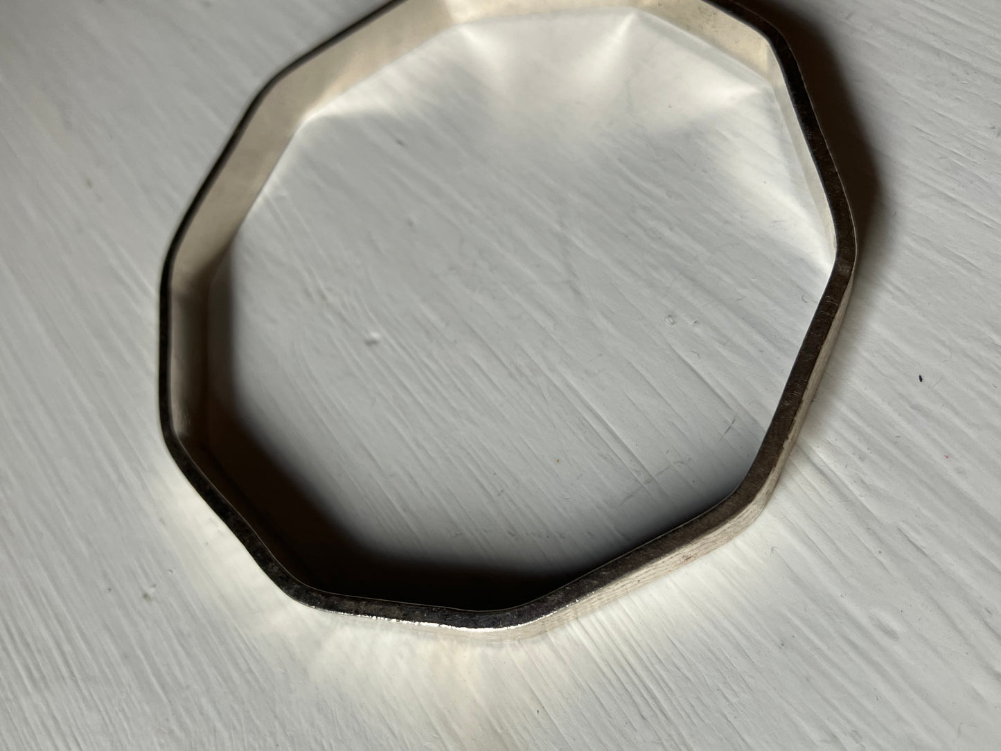 Ten sided Silver Bangle (6mm)
