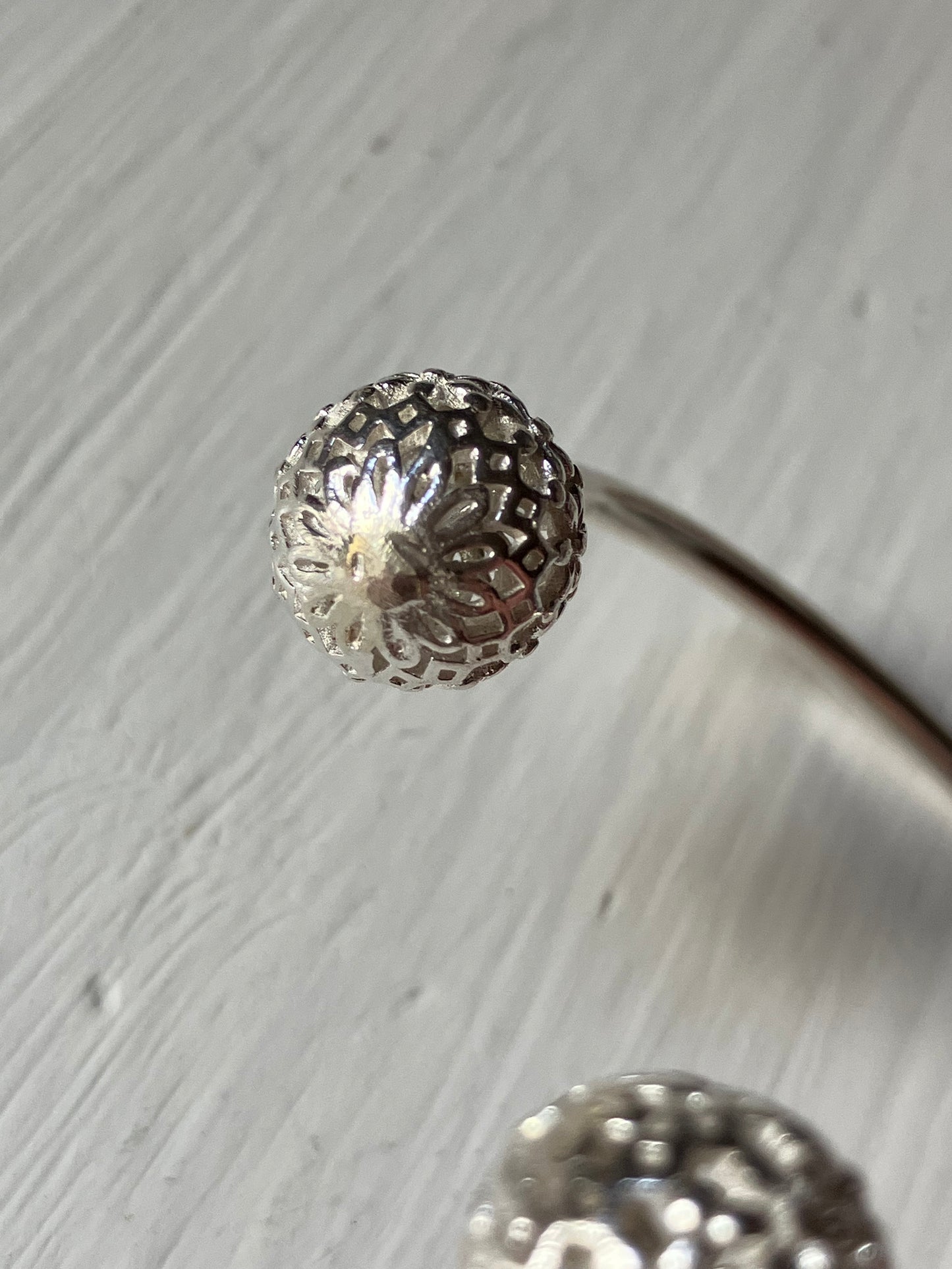 Silver Bangle with Flower Balls