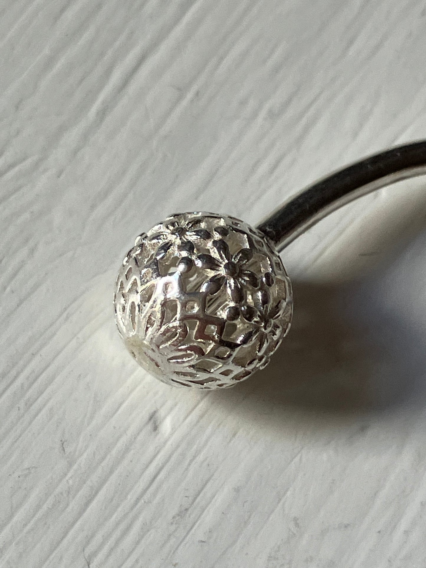 Silver Bangle with Flower Balls