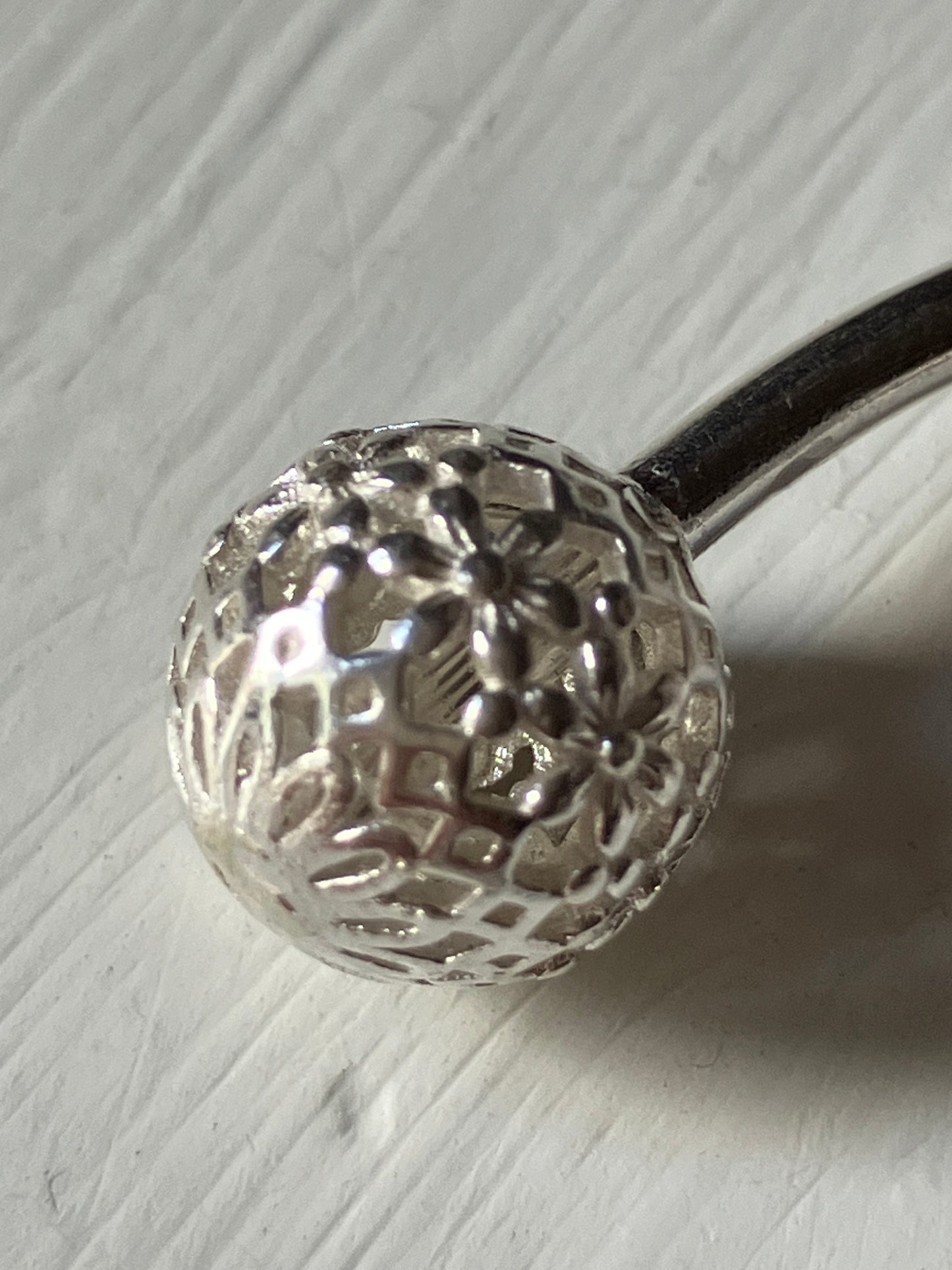 Silver Bangle with Flower Balls