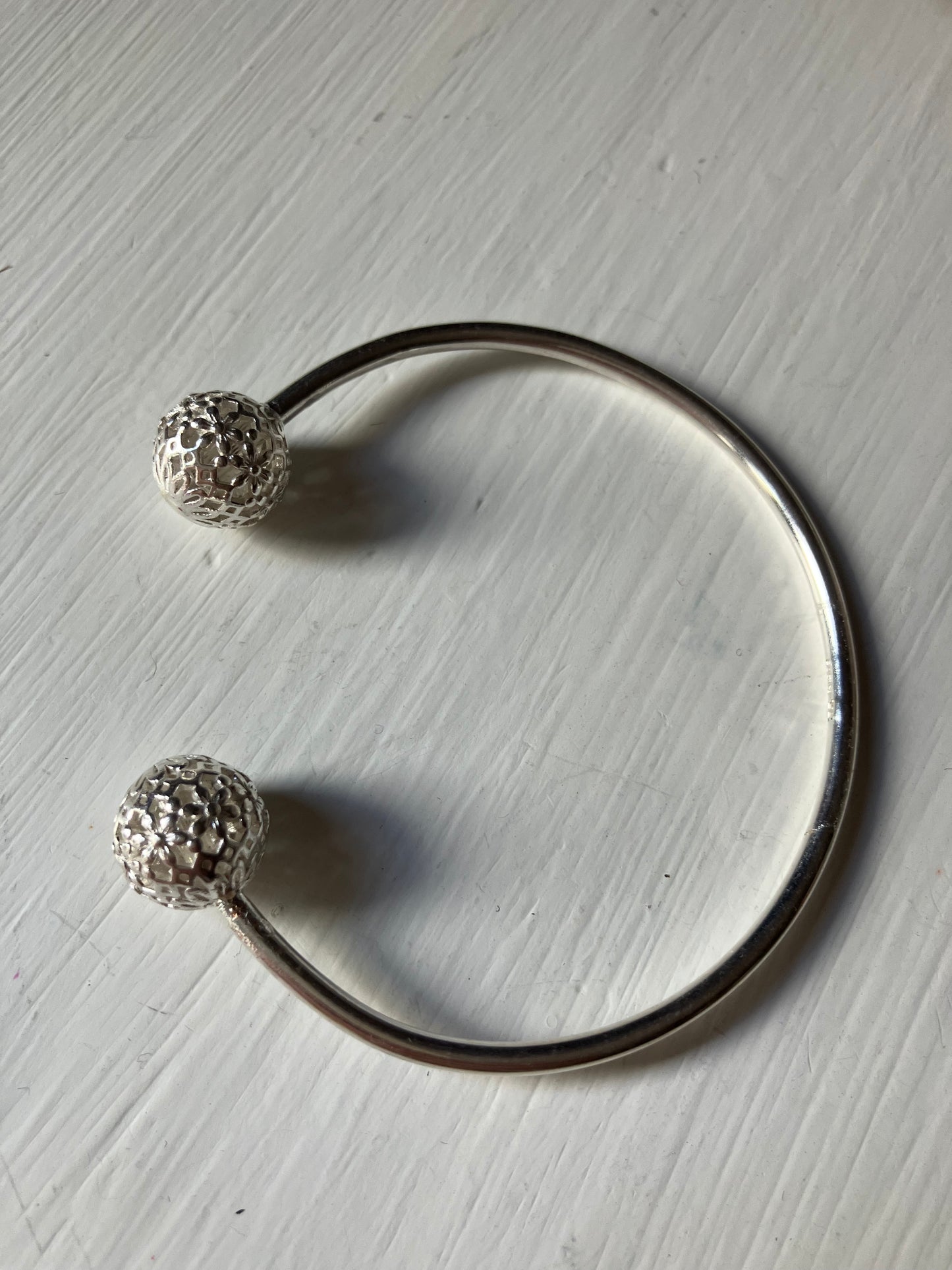 Silver Bangle with Flower Balls