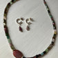 Silver Coloured Bead Necklace & Earring Set