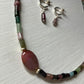 Silver Coloured Bead Necklace & Earring Set