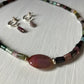 Silver Coloured Bead Necklace & Earring Set