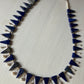 Triangle Blue Bead, Pearl & Silver Leaf Clasp Necklace