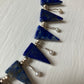 Triangle Blue Bead, Pearl & Silver Leaf Clasp Necklace