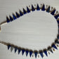 Triangle Blue Bead, Pearl & Silver Leaf Clasp Necklace