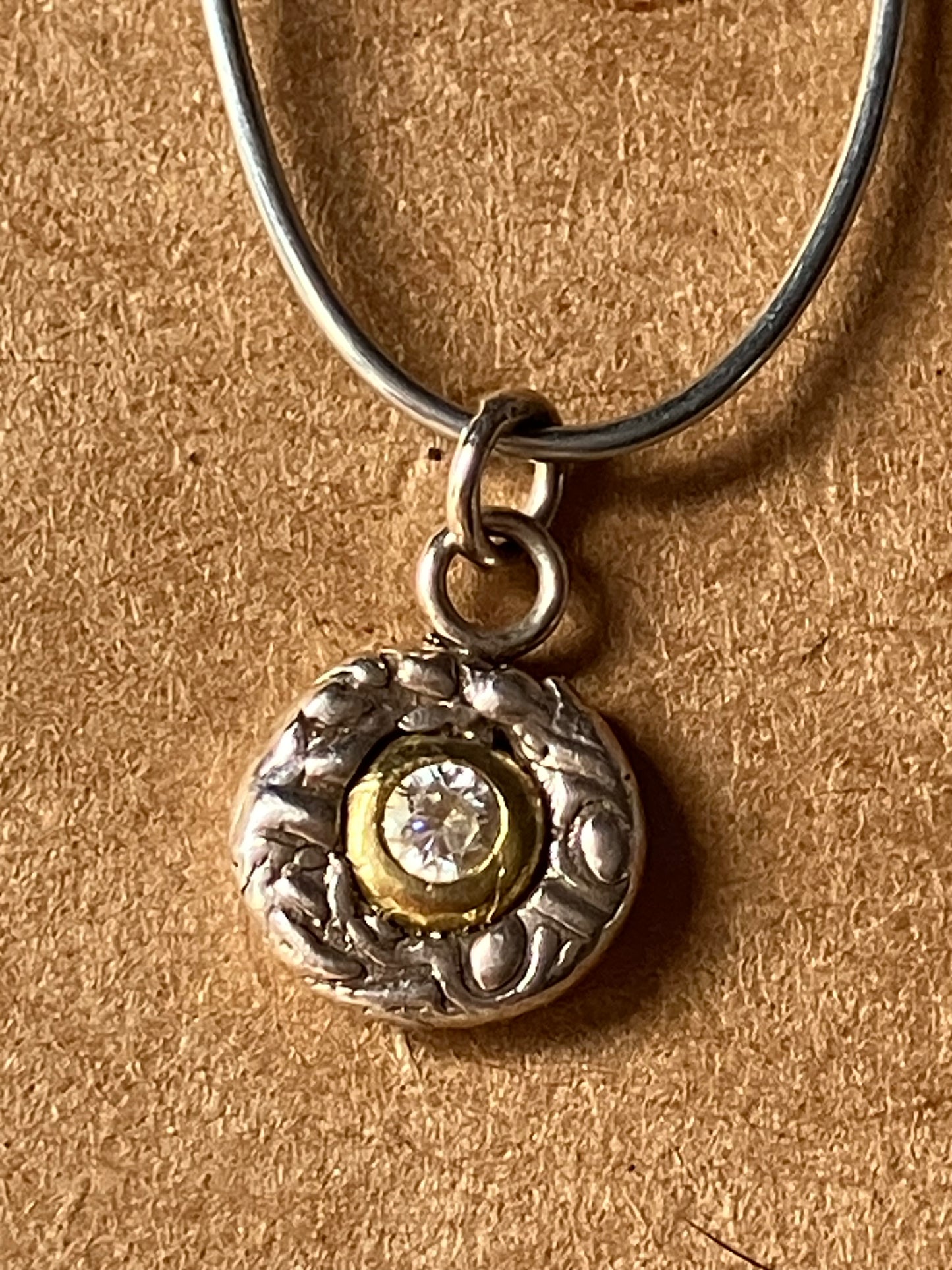 Gold Silver & Diamond Circle Pendant