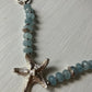 Starfish Necklace, aquamarine snake chain
