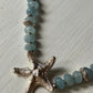 Starfish Necklace, aquamarine snake chain