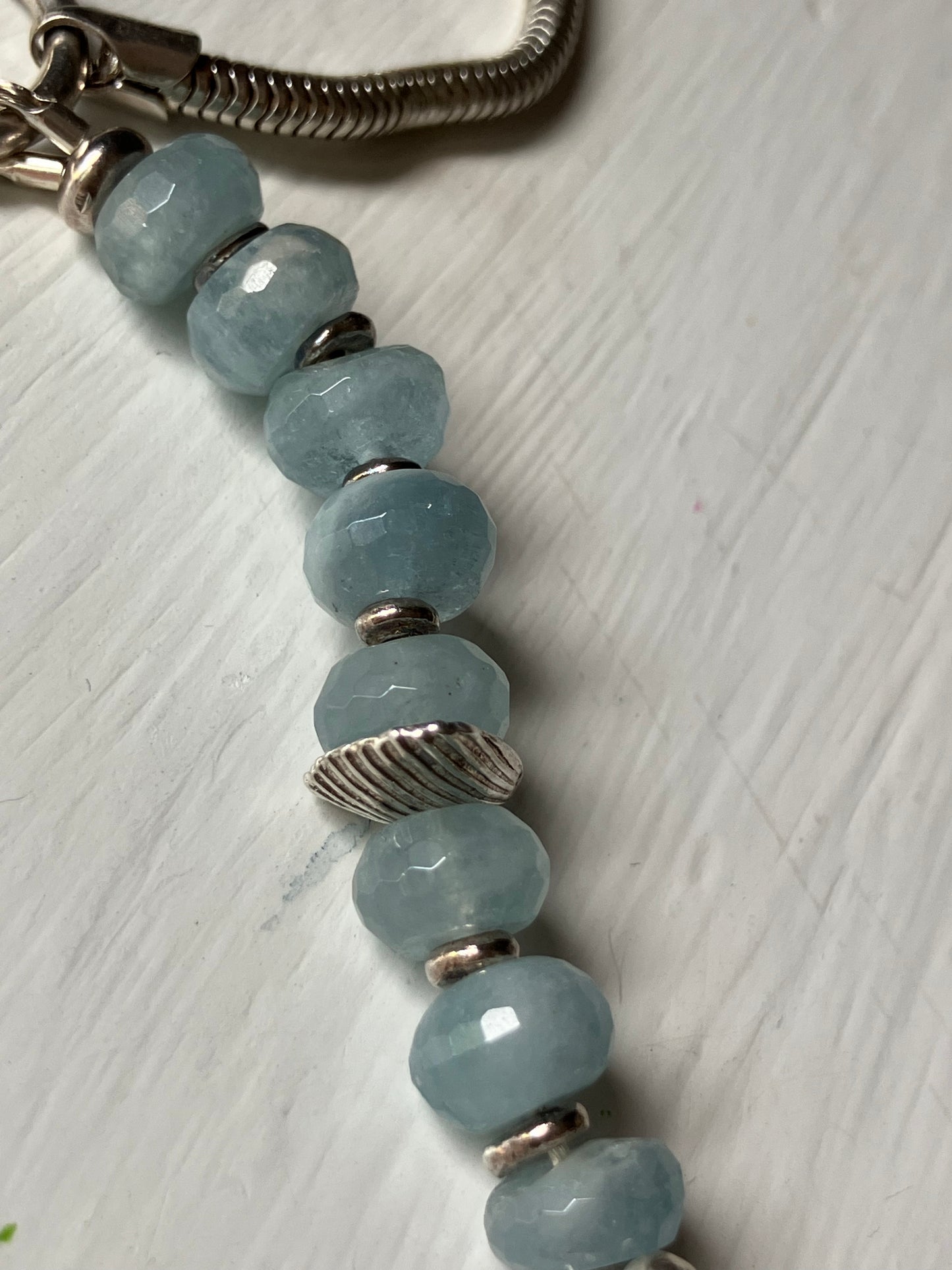 Starfish Necklace, aquamarine snake chain