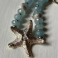 Starfish Necklace, aquamarine snake chain
