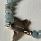 Starfish Necklace, aquamarine snake chain