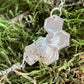 Silver Bee on solid honeycomb necklace