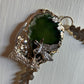 Owl and Oaktree on green agate necklace