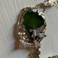 Owl and Oaktree on green agate necklace