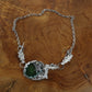 Owl and Oaktree on green agate necklace