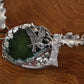 Owl and Oaktree on green agate necklace