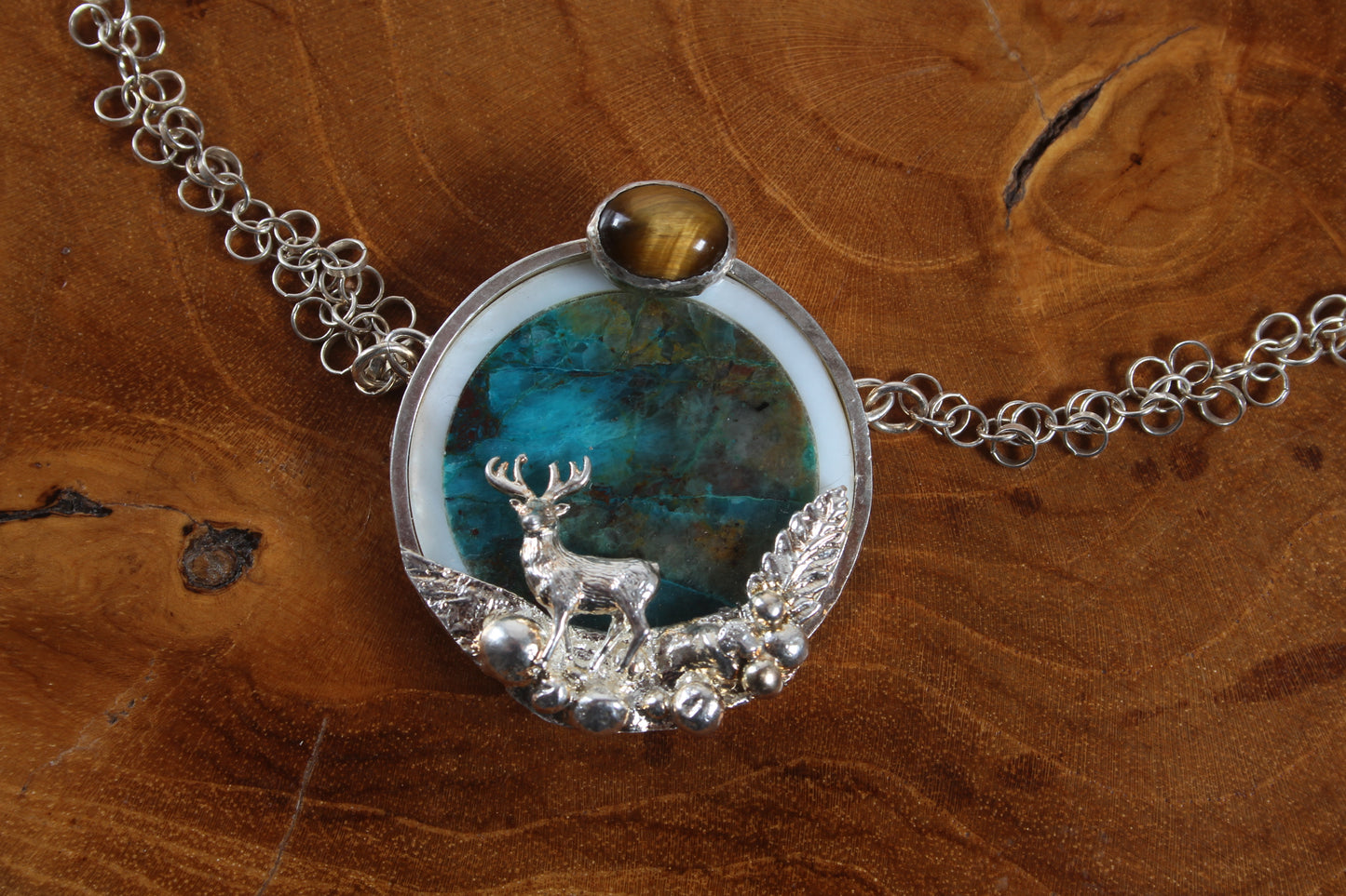 Stag with Tigers Eye necklace