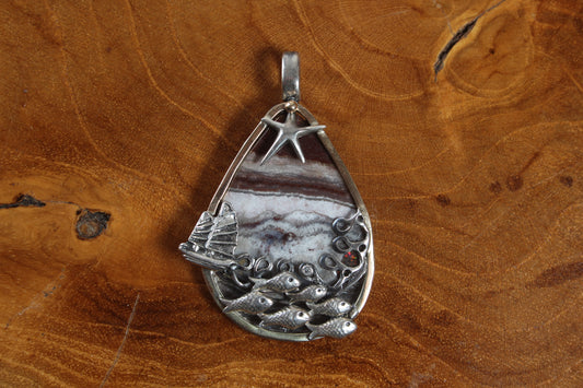 Fish Shoal with boat and star pendant