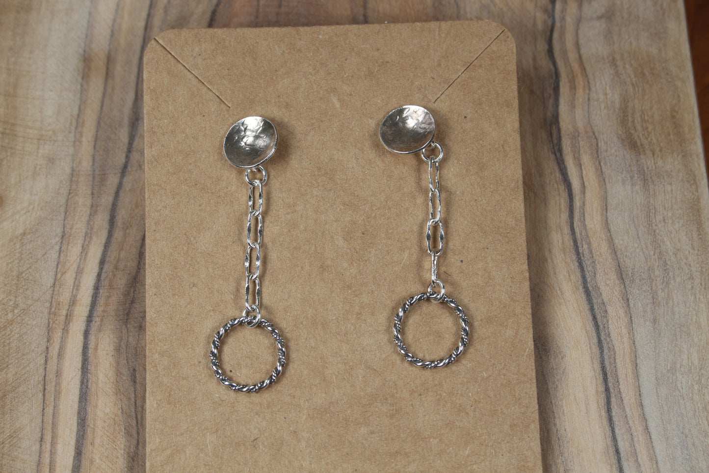 Circles on Chains from discs Earrings