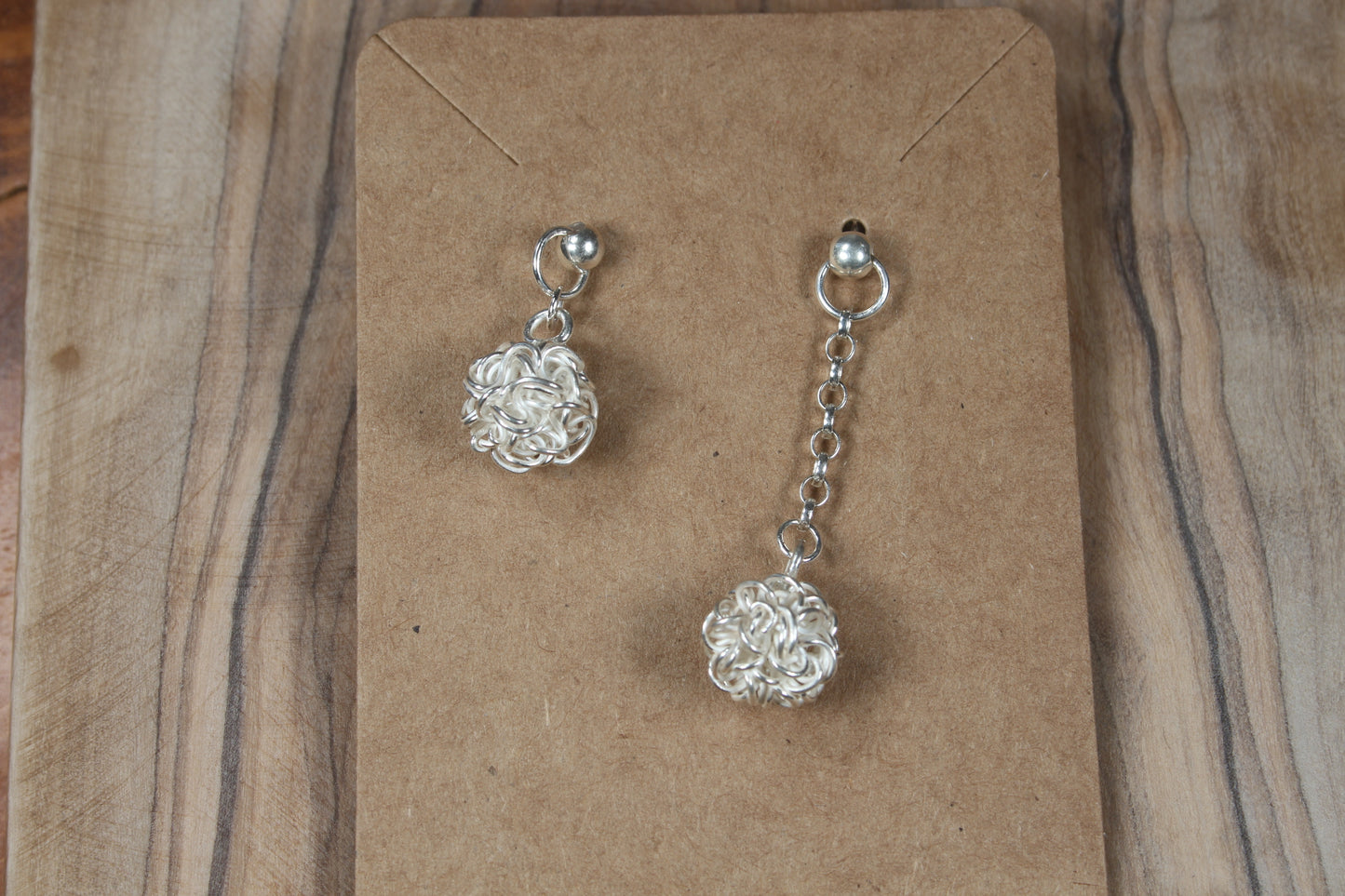 Wire Balls on Chain Earrings