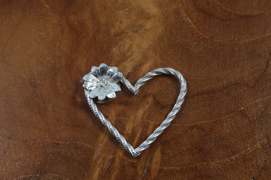 Large Heart with Flower pendant