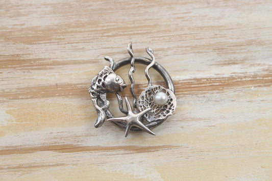 Fish, Starfish and Pearl Pendant