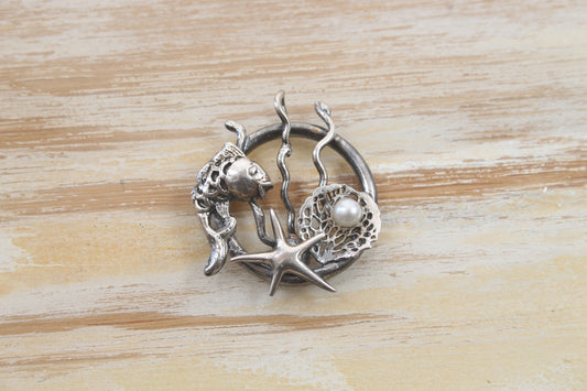 Fish, Starfish and Pearl Pendant